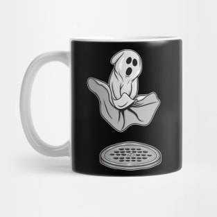 Funny Ghost With Skirt Blowing Over Subway Grate T Shirt Mug